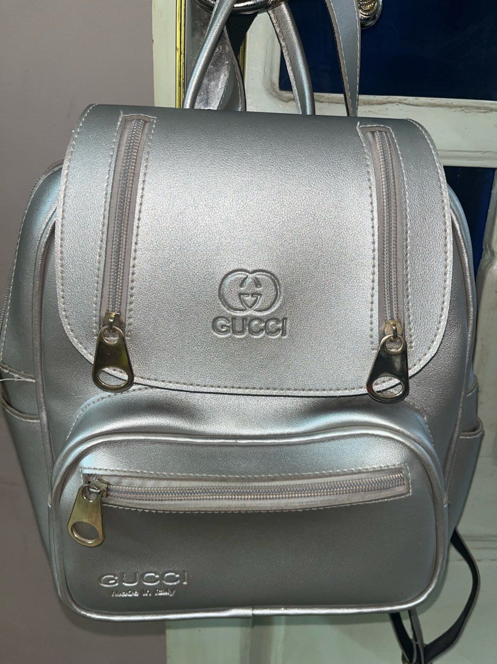 Silver backbag
