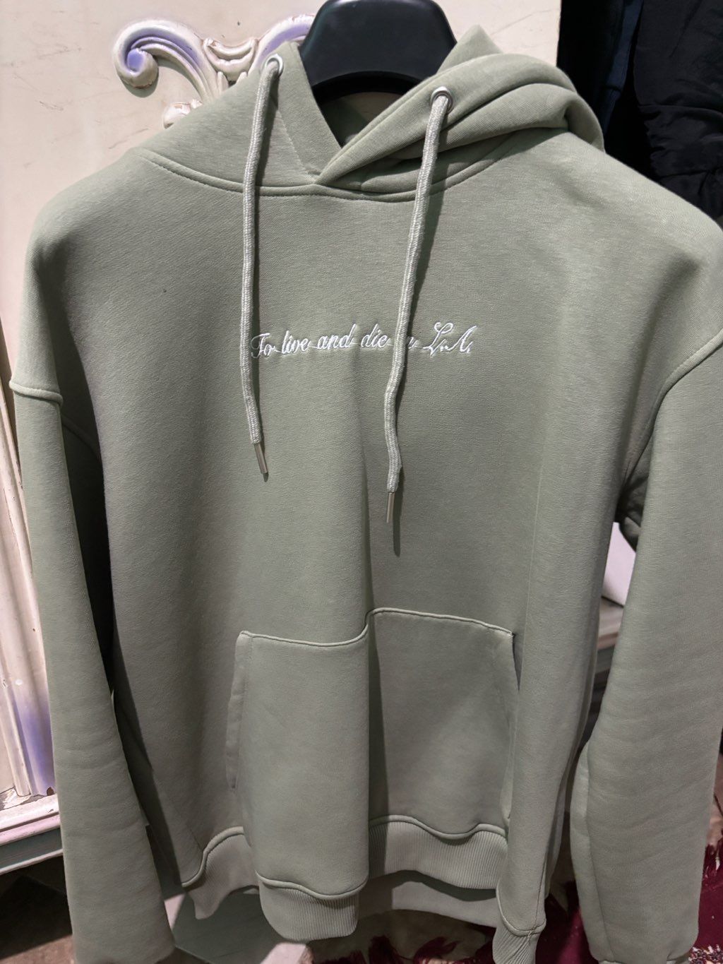 olive color hoodie