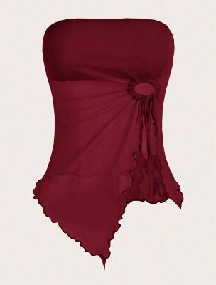 drawstring burgundy top
