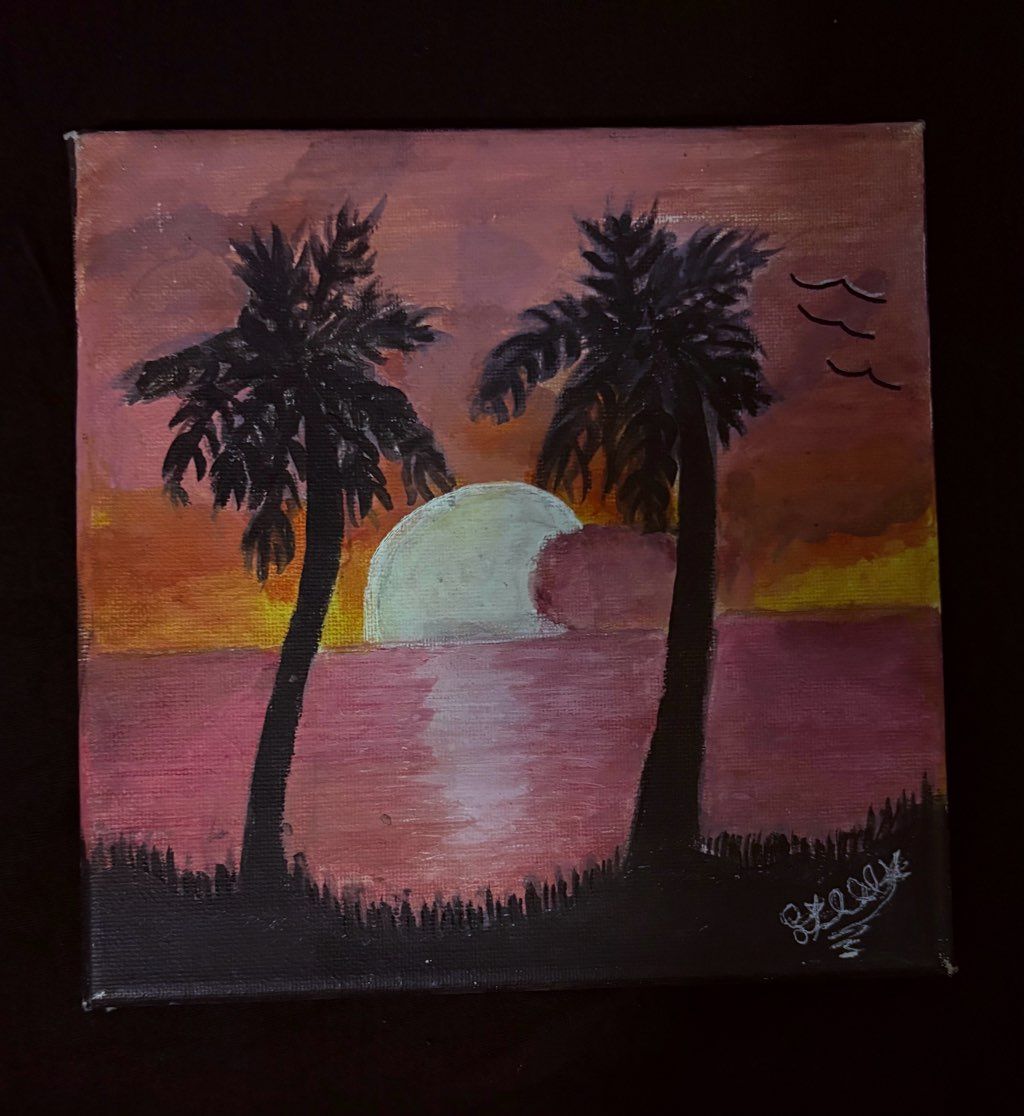 sunset acrylic painting