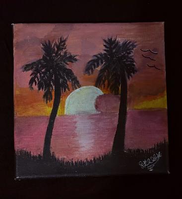 sunset acrylic painting