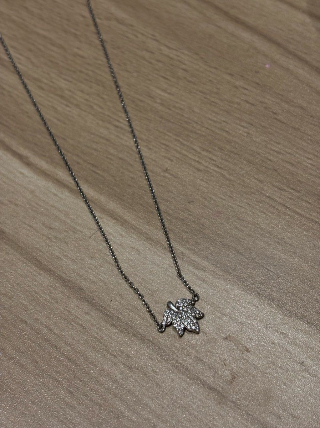 leaf shaped silver necklace