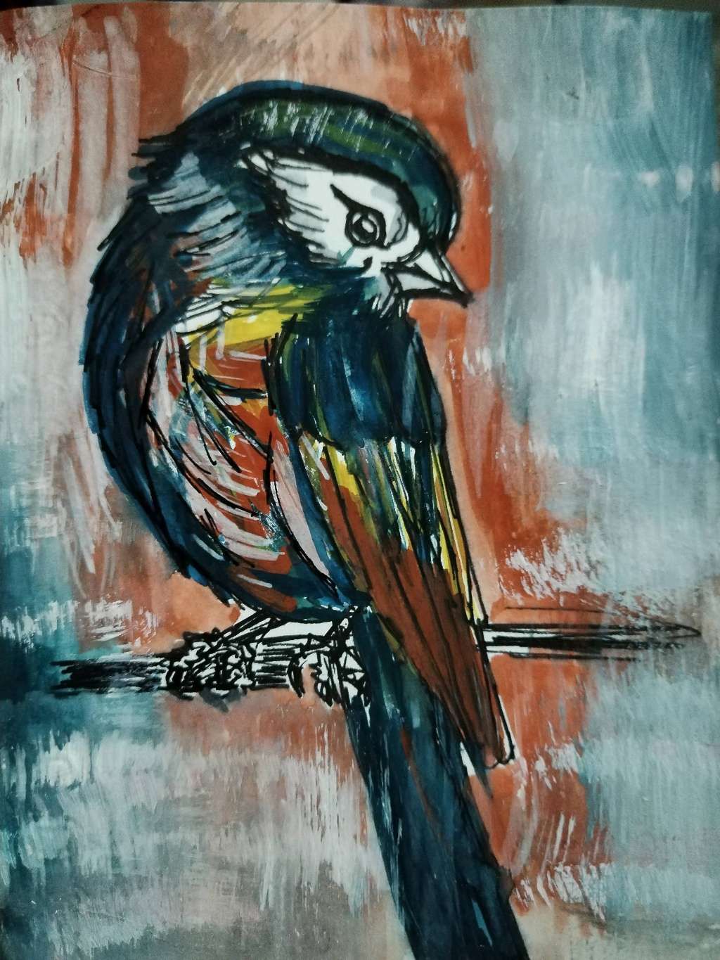 blue bird painting