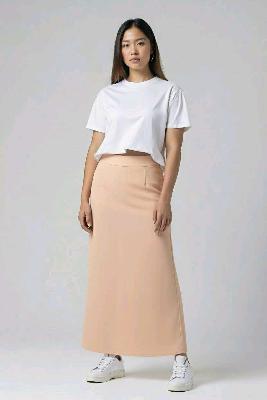 peachy color pencil skirt