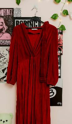 red velvet dress