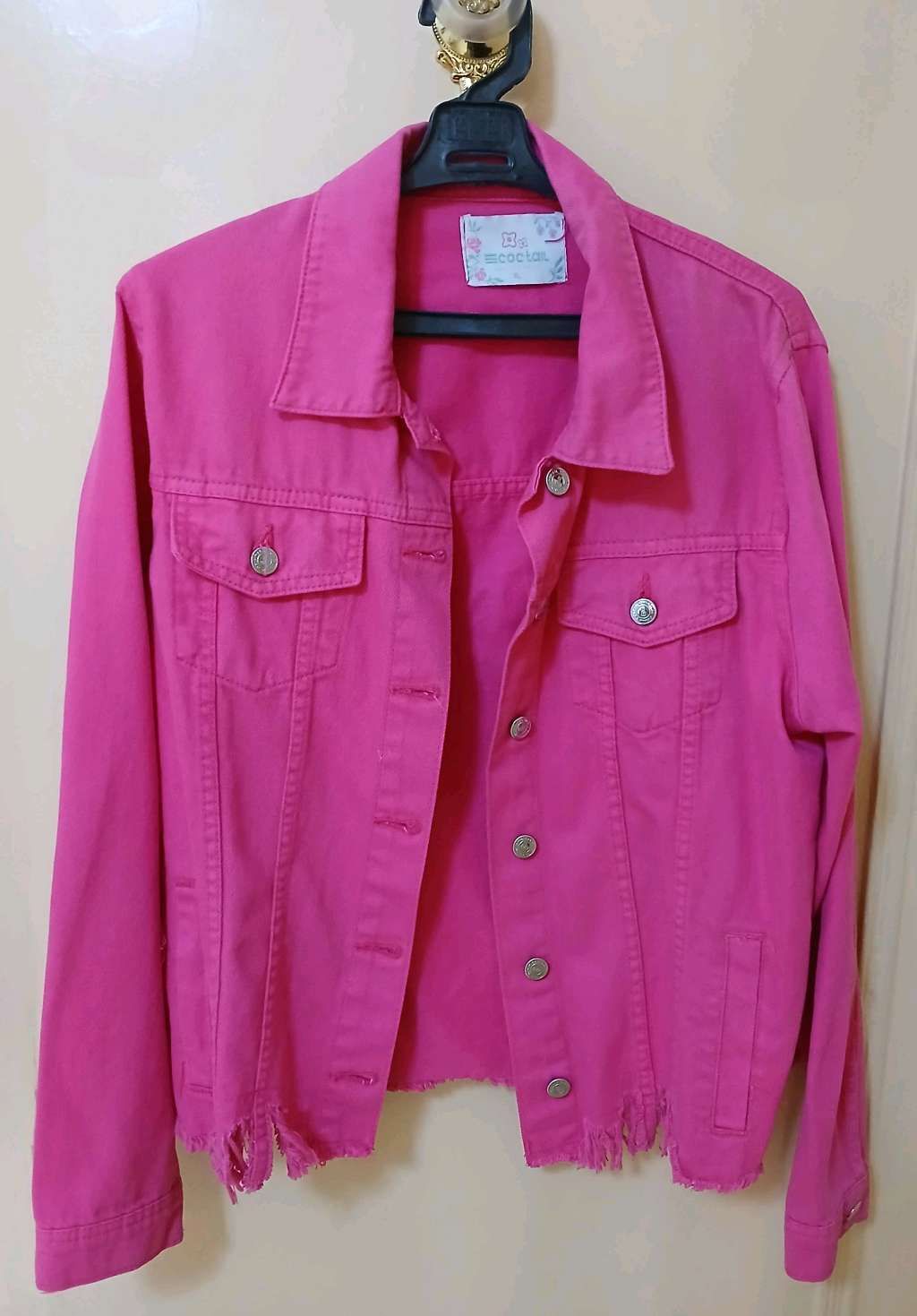 hot pink denim jacket