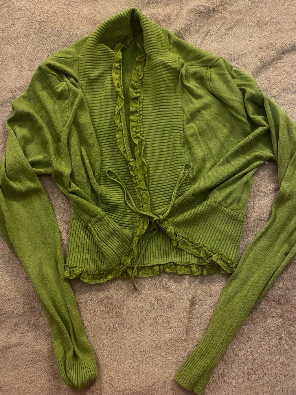 green cardigan