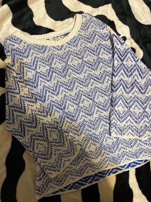 blue and white sweater