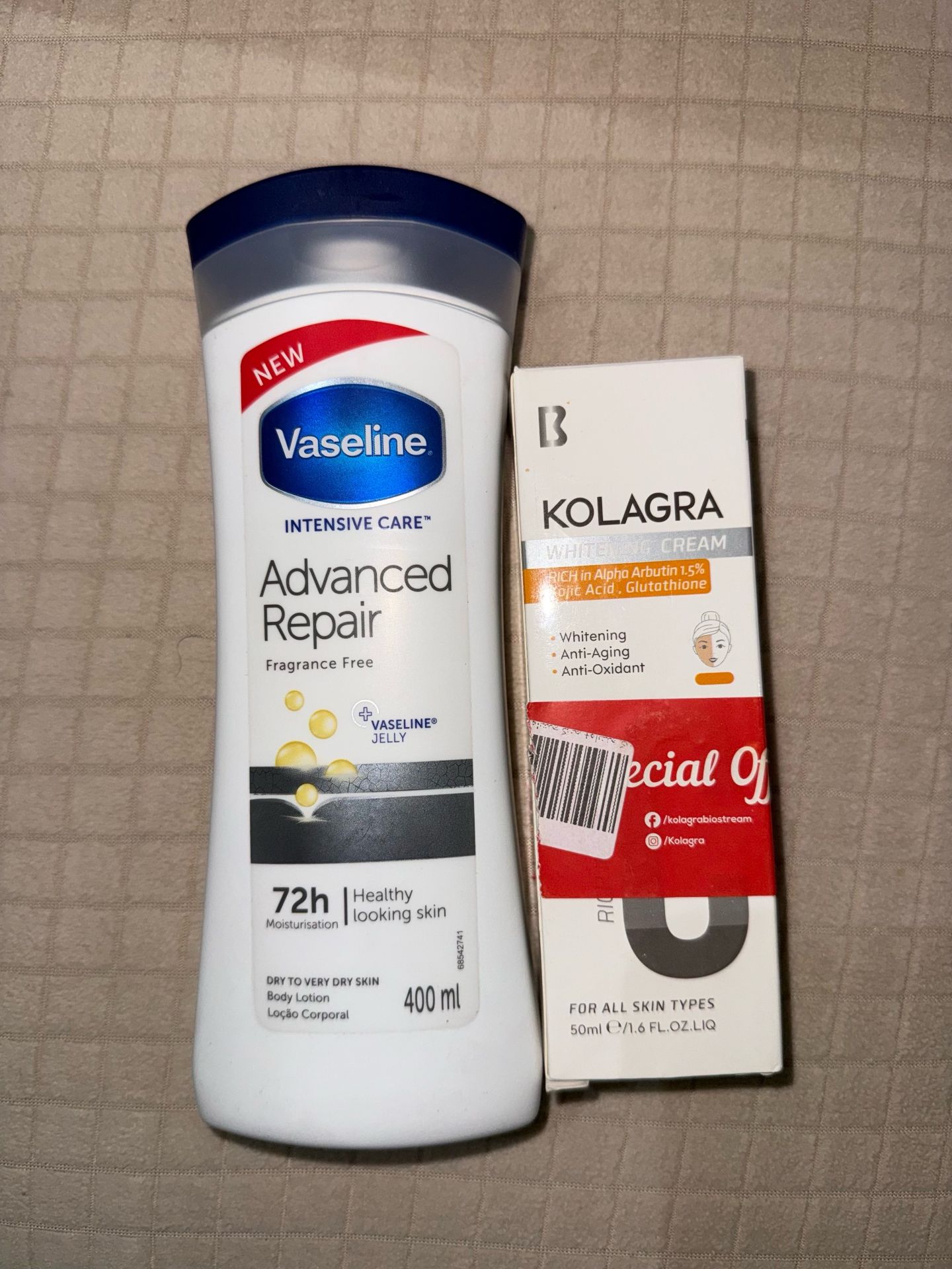 Vaseline and kolagra cream