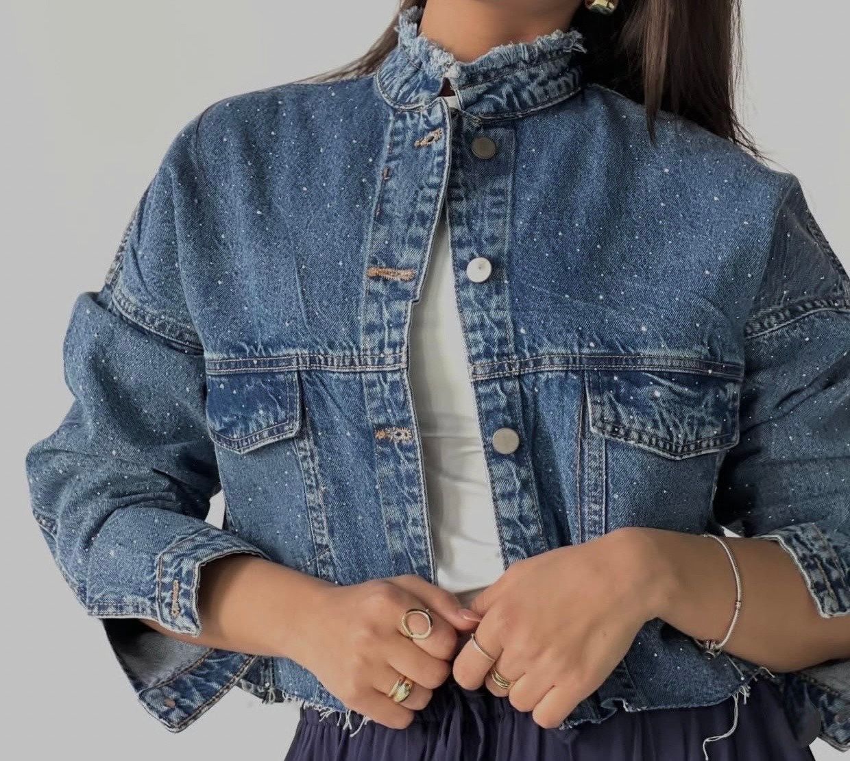 jeans jacket with Rhinestones