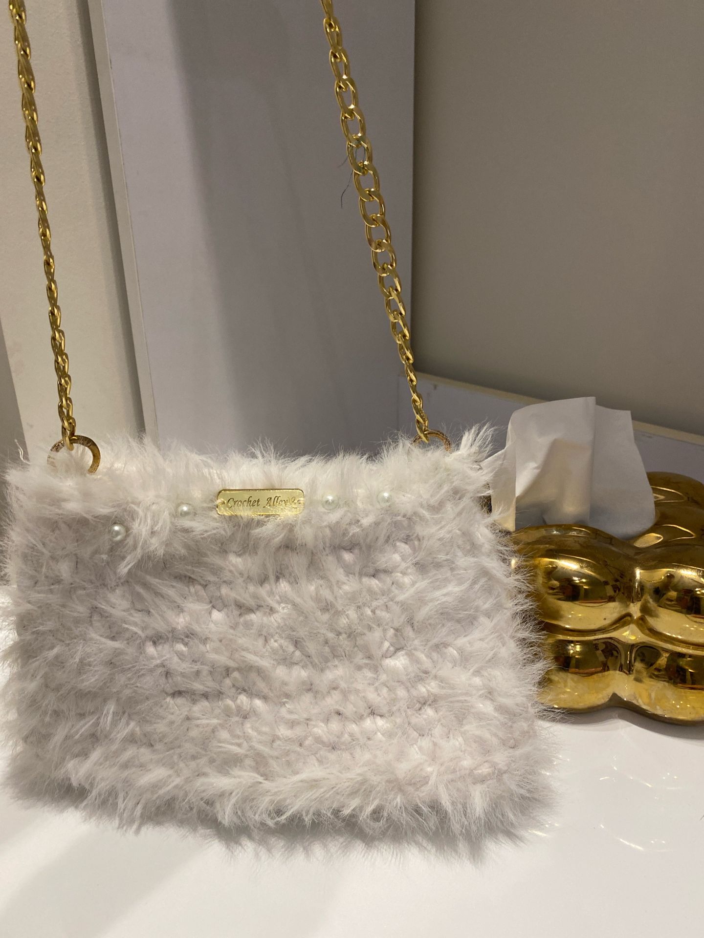 crochet white bag