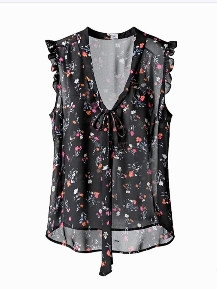 Floral Sleeveless Sheer Blouse