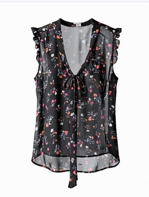 Floral Sleeveless Sheer Blouse