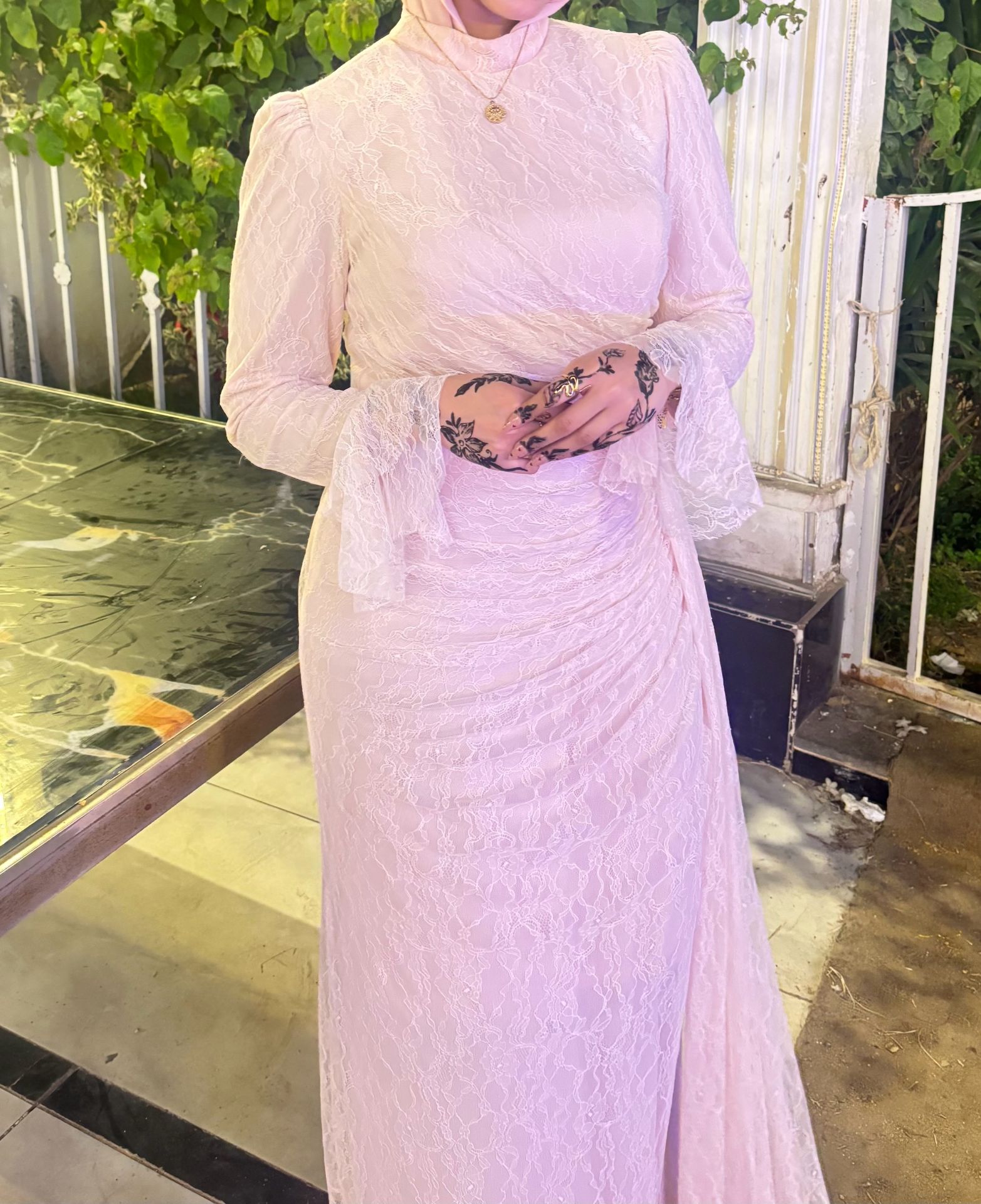modest pink dress