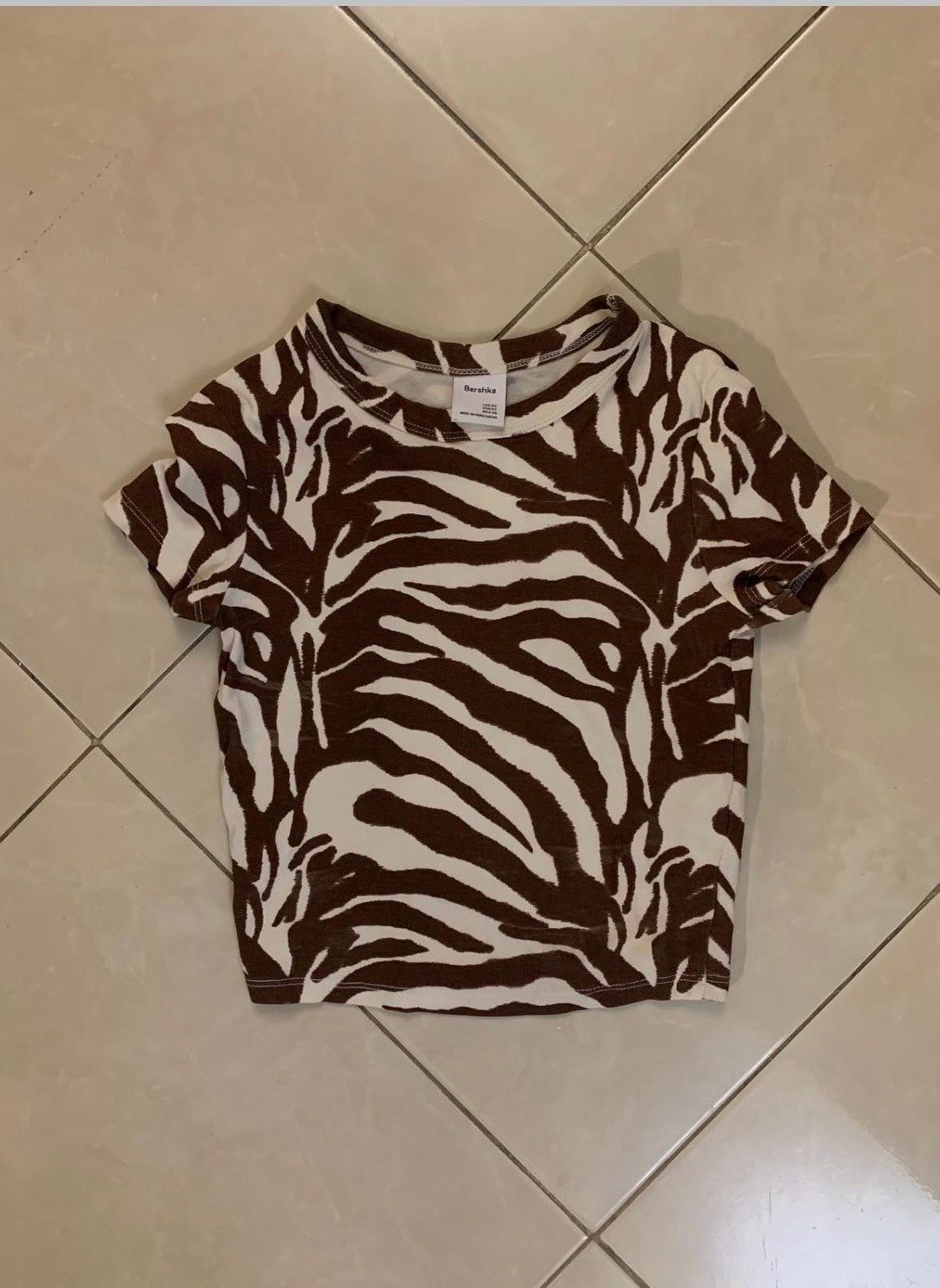 brown zebra baby tee