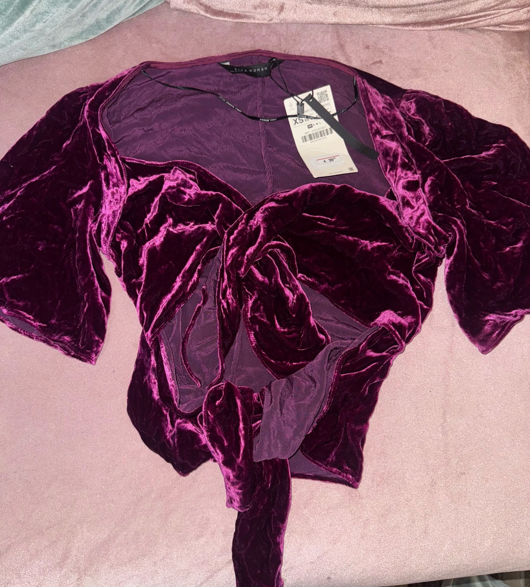 zara purple velvet top