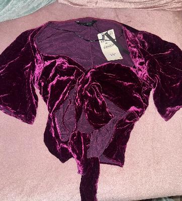 zara purple velvet top