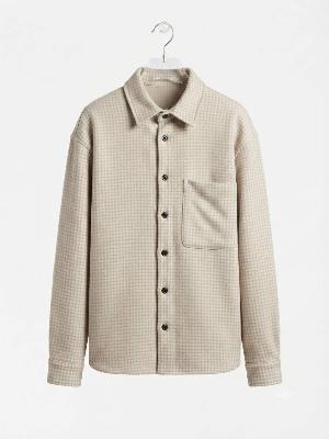 Beige houndstooth shirt jacket