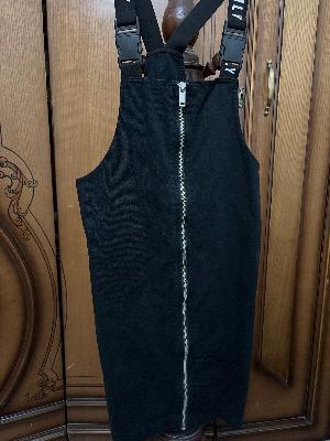 black denim overall dress