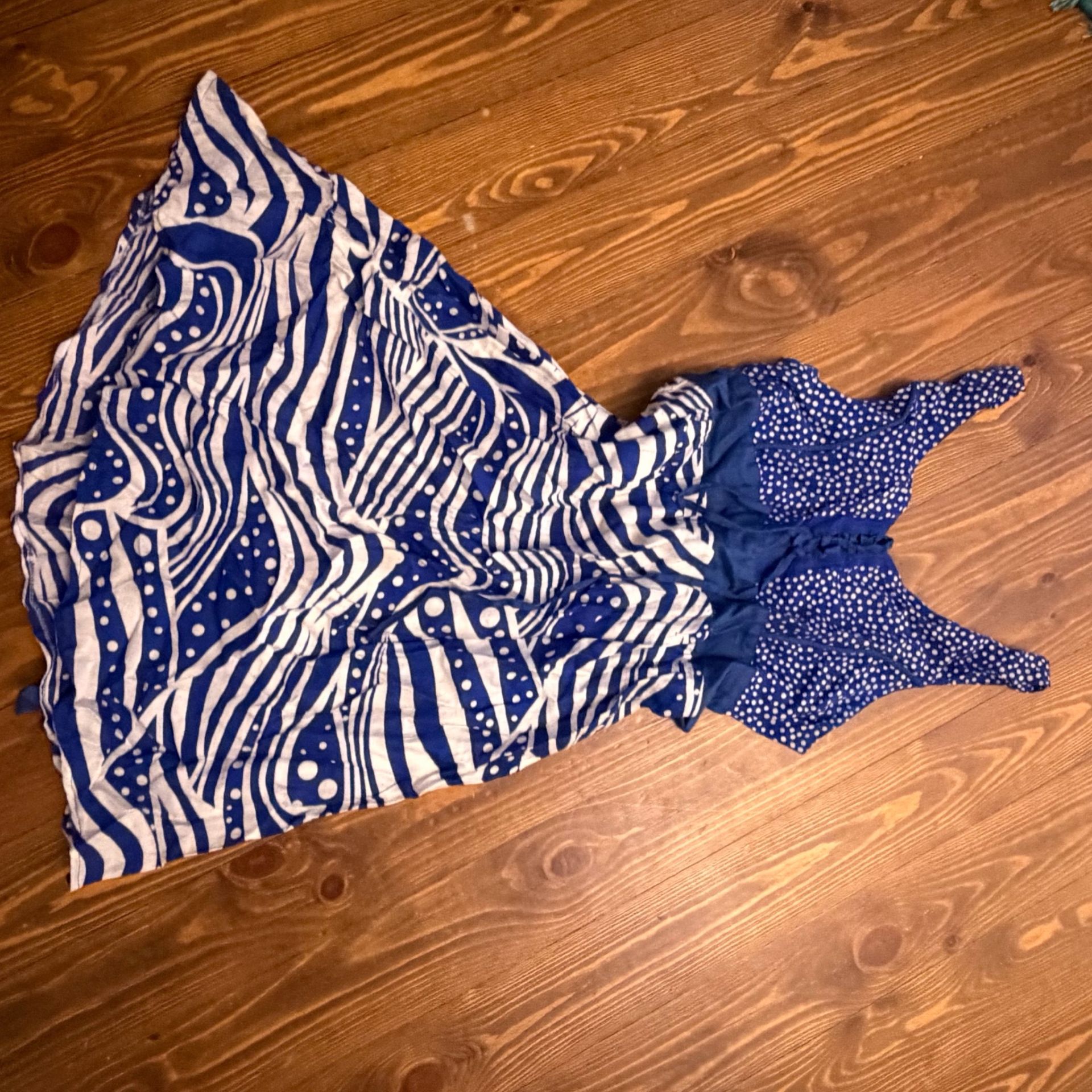 Blue and white dress