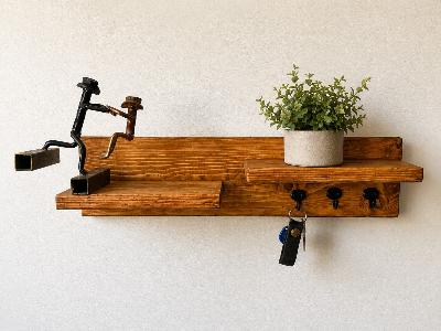 wooden shelves