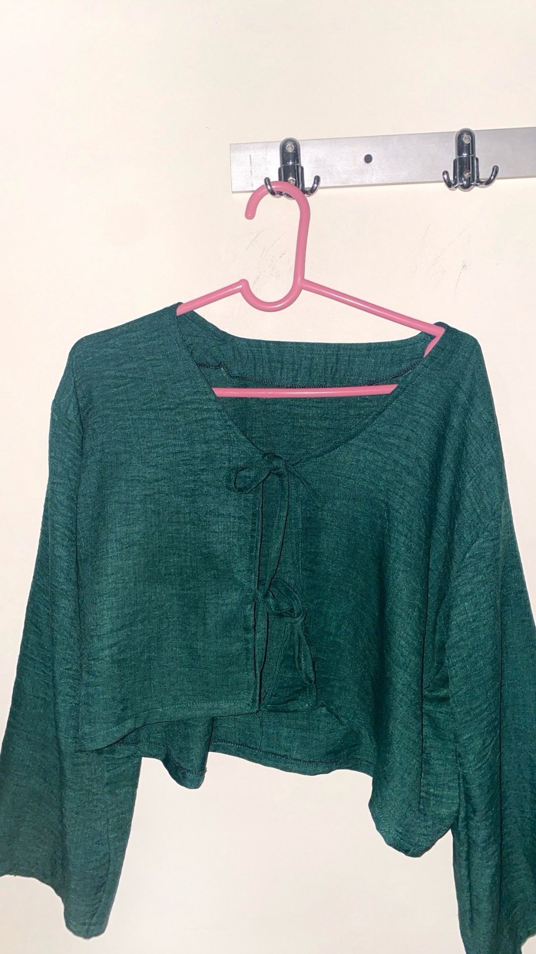 Dark Green Tie-Front Cardigan