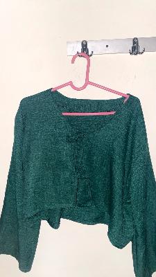 Dark Green Tie-Front Cardigan