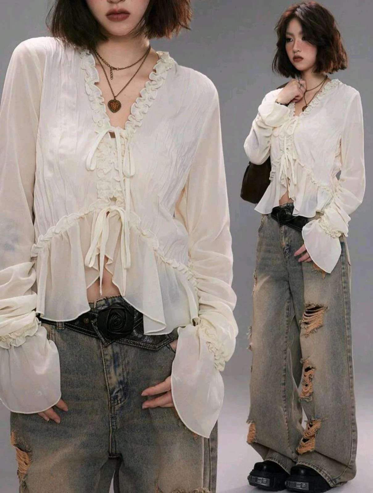 shein Ruffel blouse