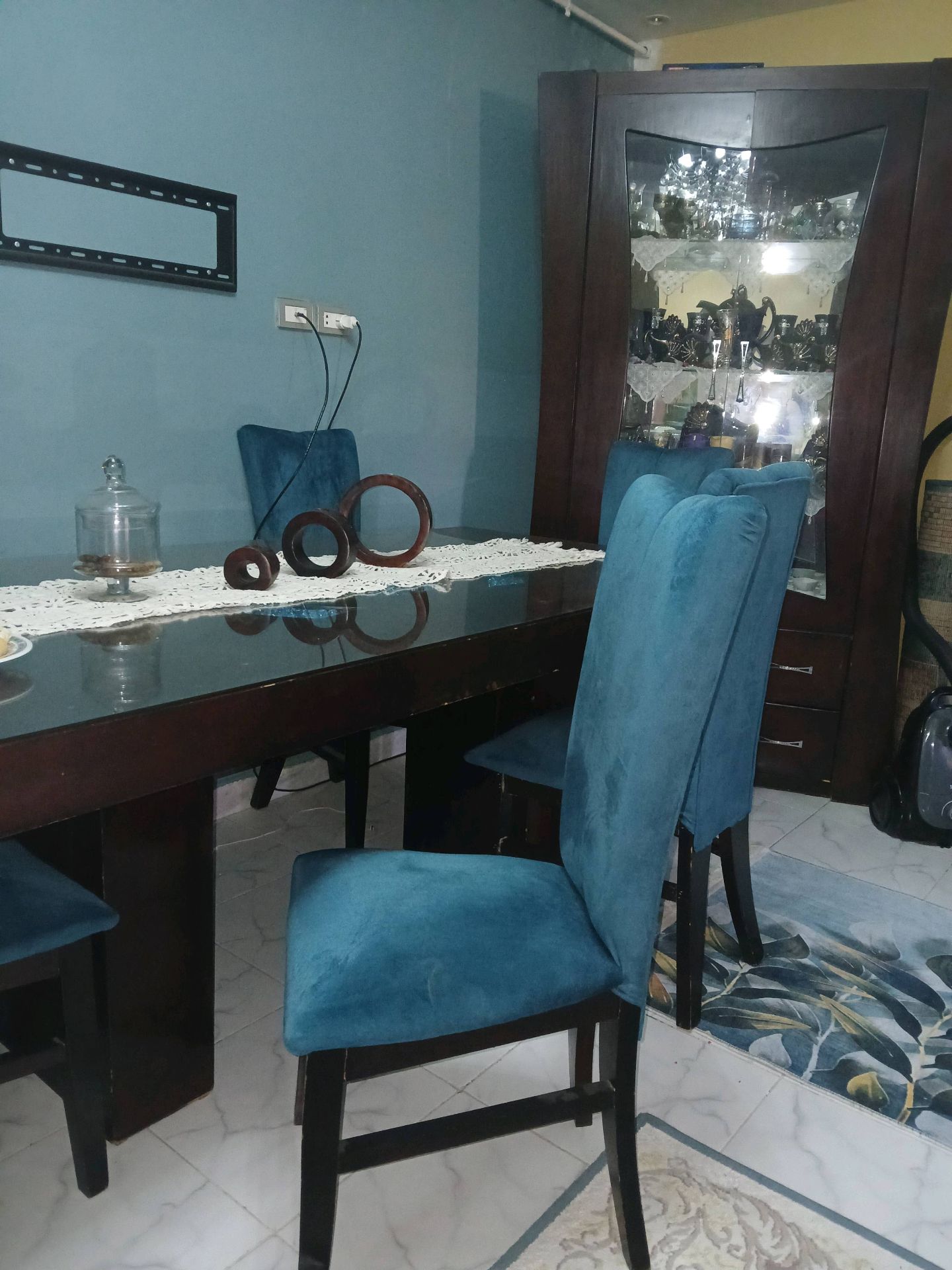 Dining Chair with Blue Upholstery