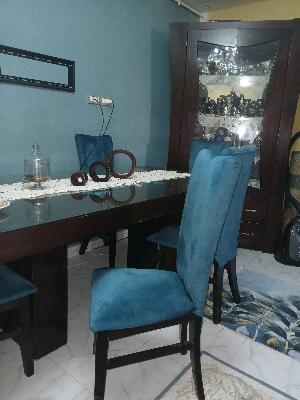 Dining Chair with Blue Upholstery