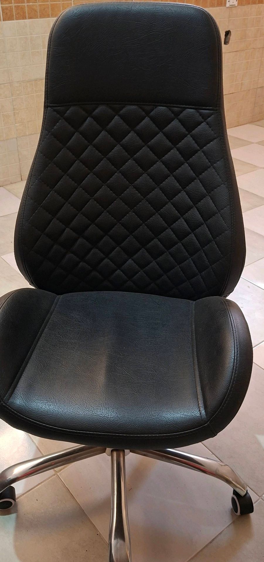 Black quilted office chair