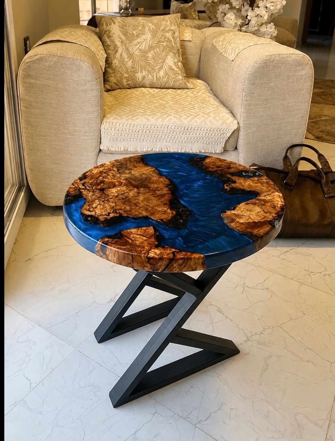 Wood & Resin Round Coffee Table