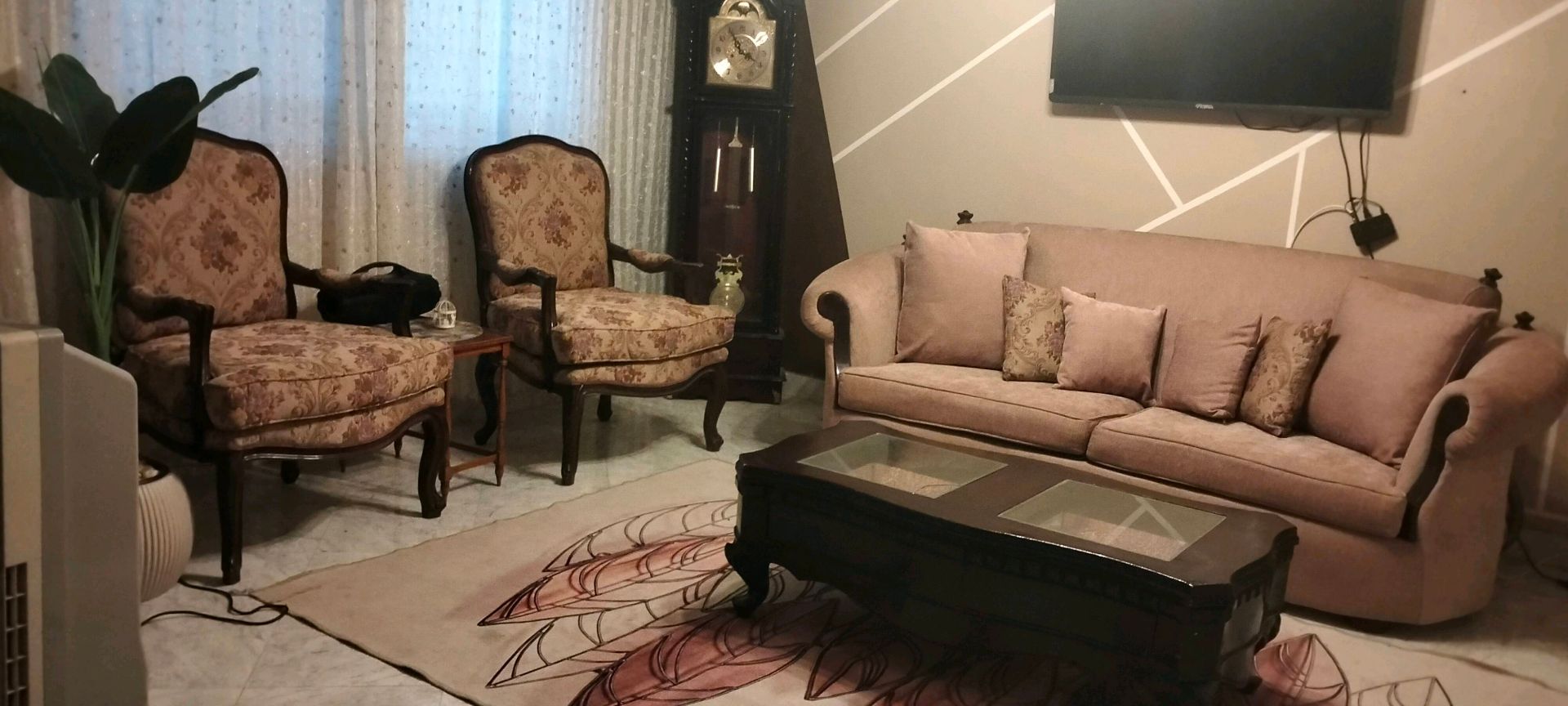 Beige Upholstered Sofa
