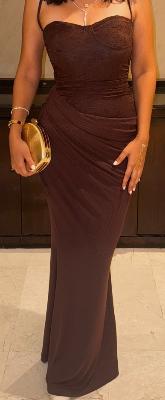 Brown Strapless Maxi Dress