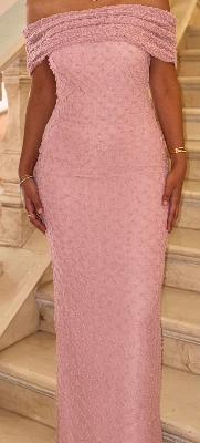 Pink Off-Shoulder Maxi Dress