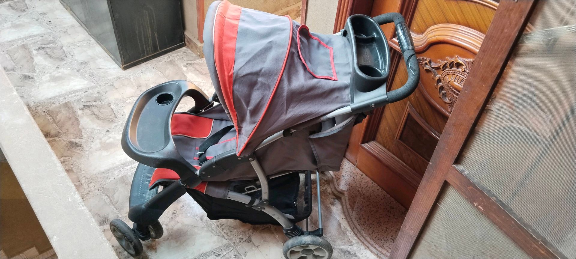 Baby Stroller Red & Gray