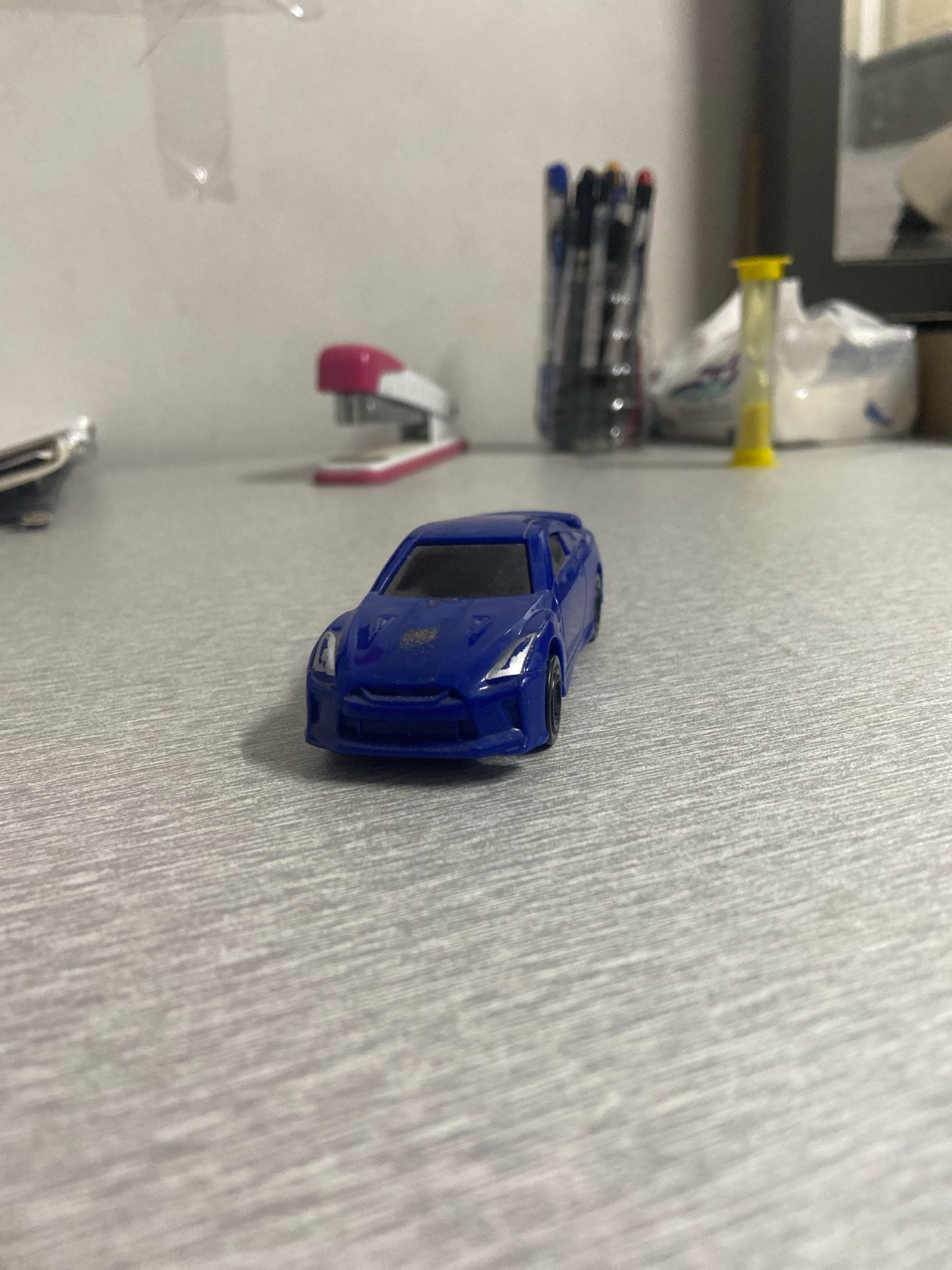 Blue die-cast sports car