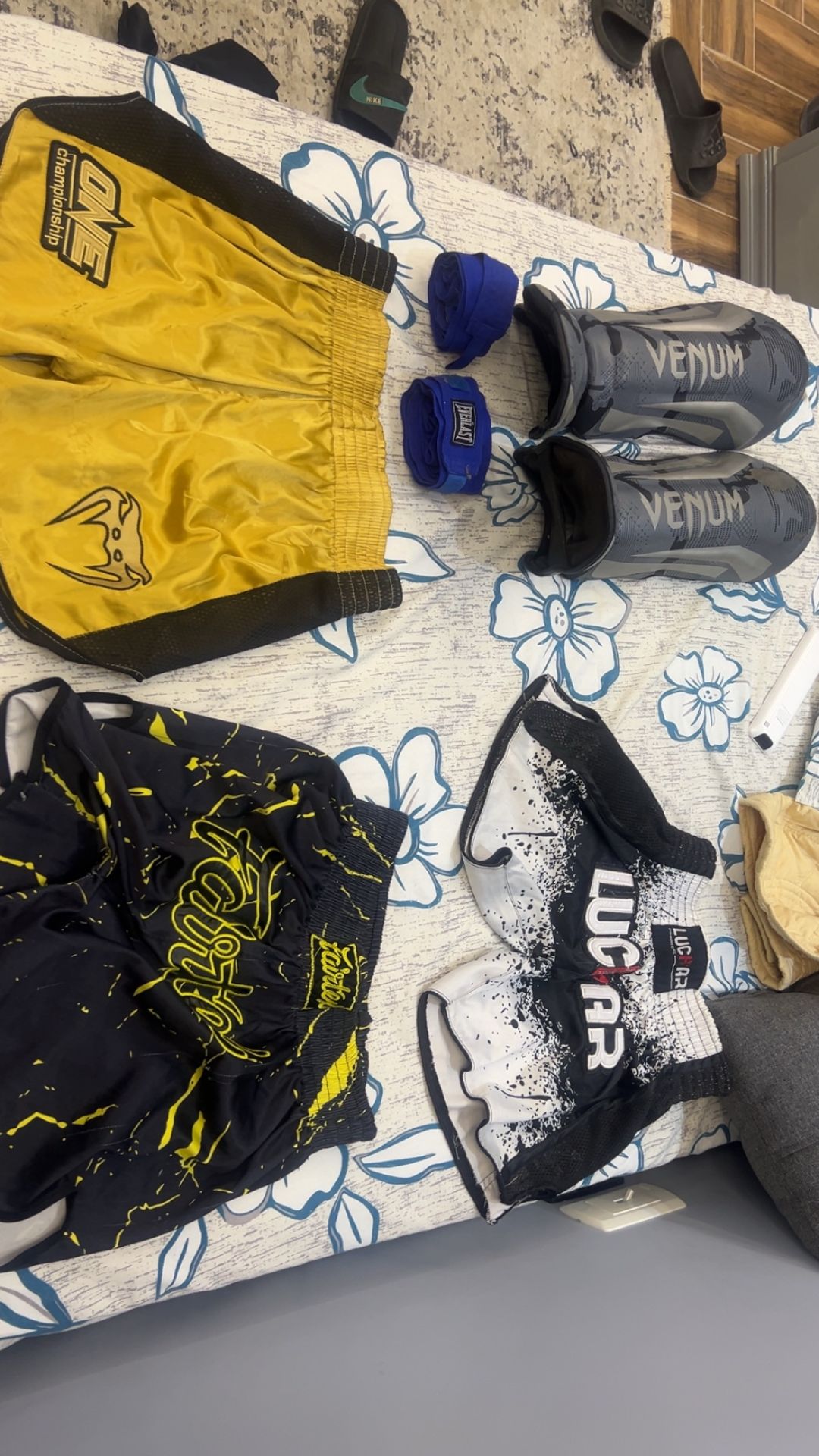kickboxing shorts and shingaur