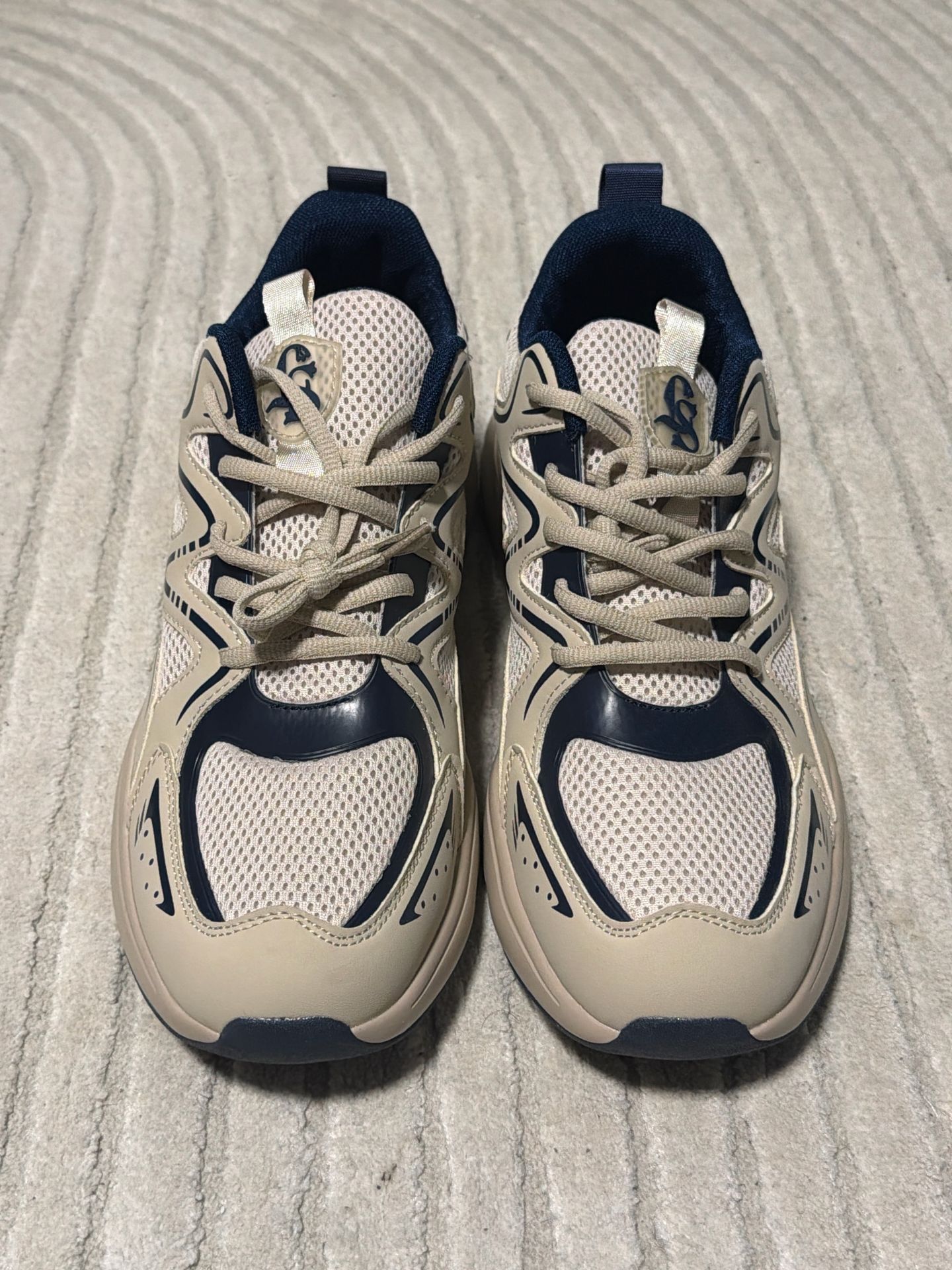 Navy & Cream Mesh Sneakers