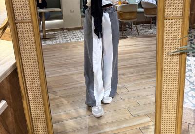 Two-Tone Wide Leg Pants