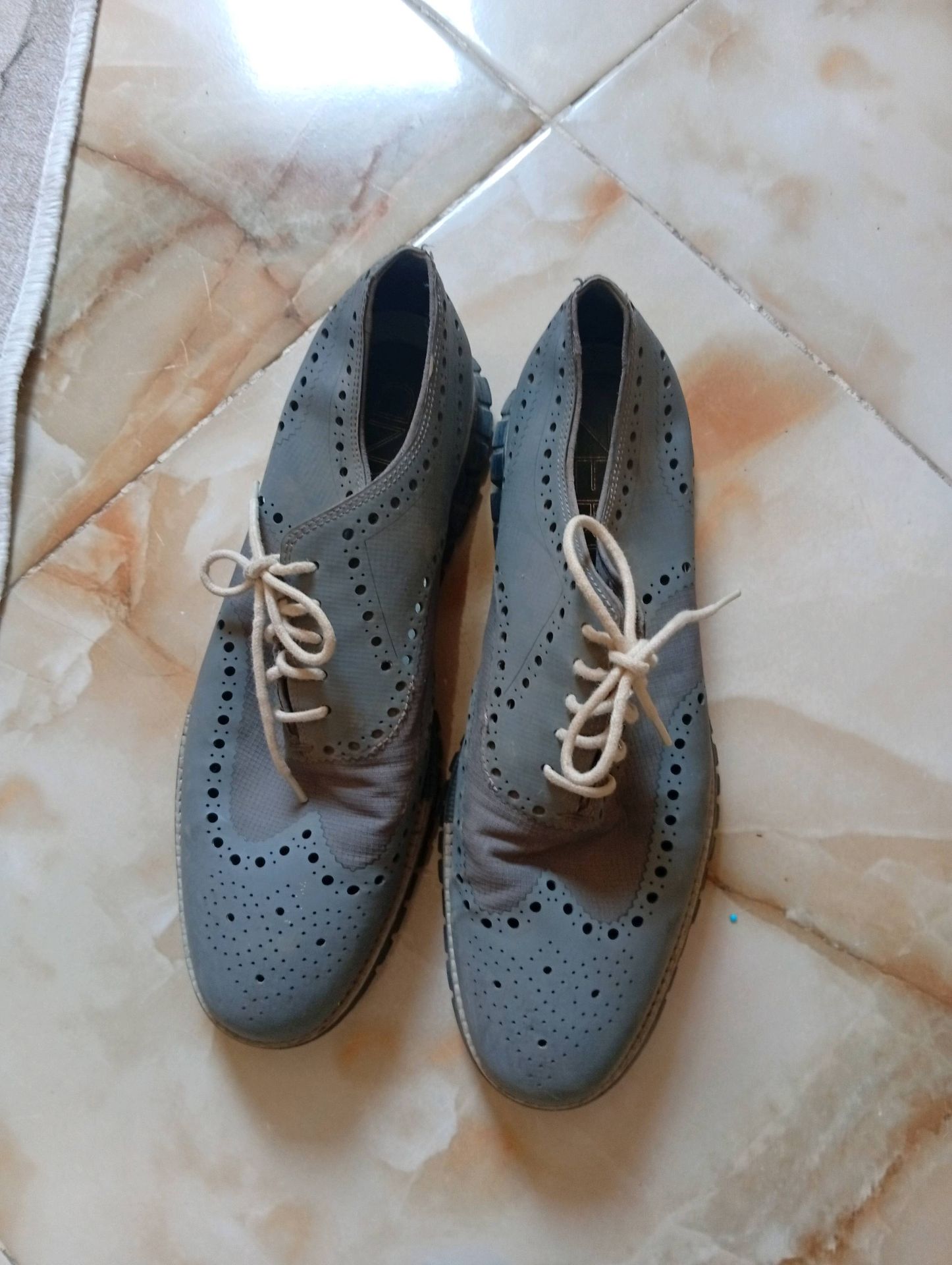 Grey Brogue Lace-Up Ankle Boots