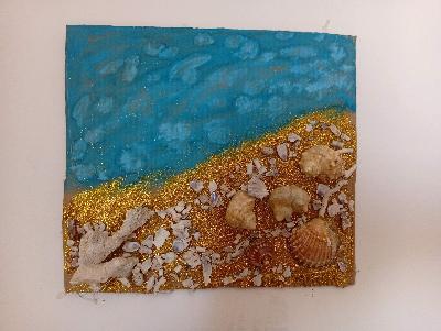 Beach scene resin art