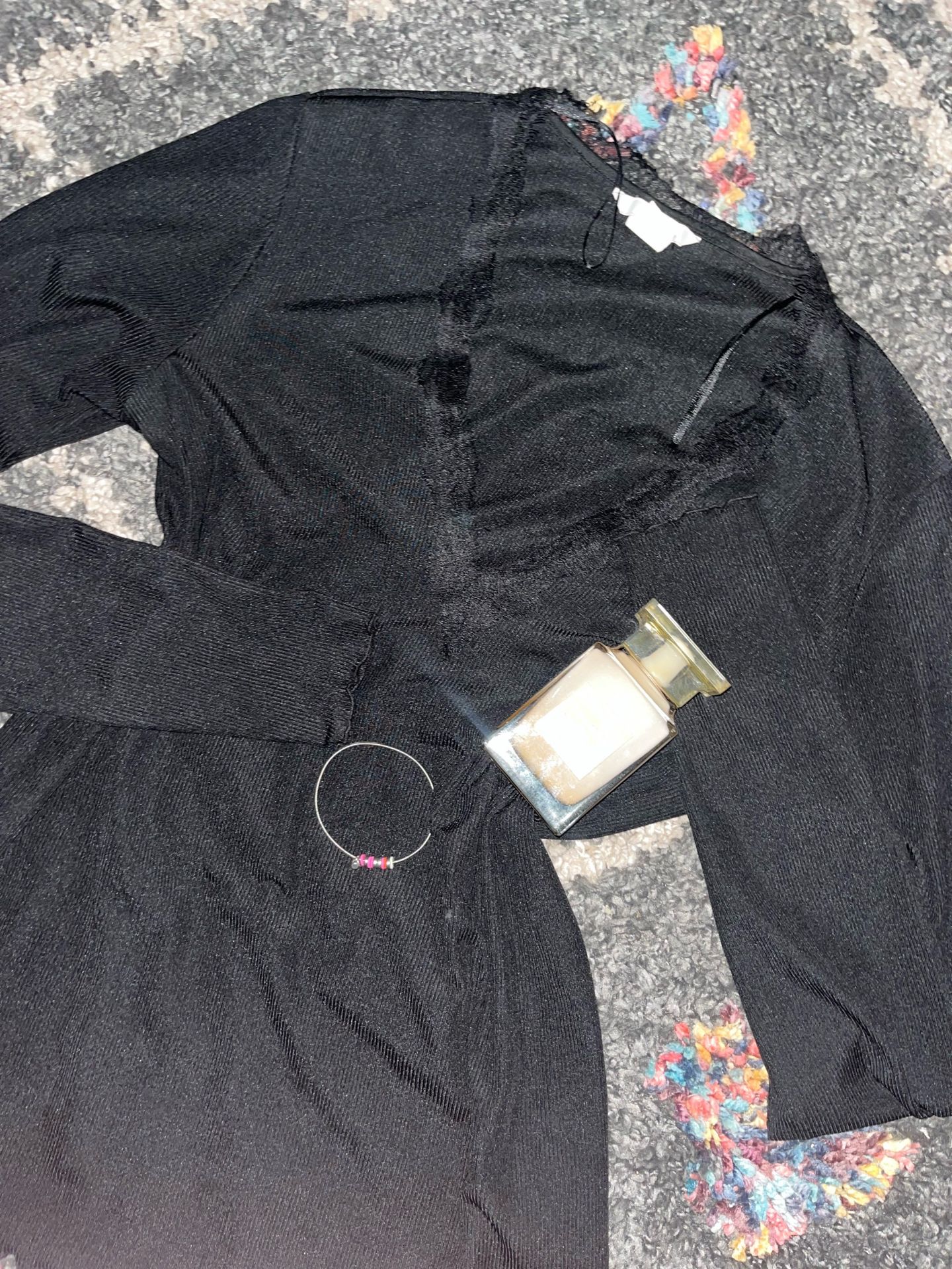 Black  long sleeve lace top