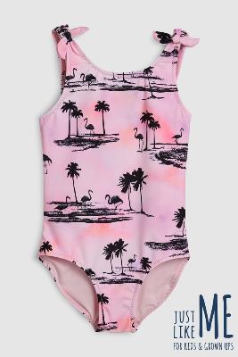Pink Flamingo Print Swim Suit