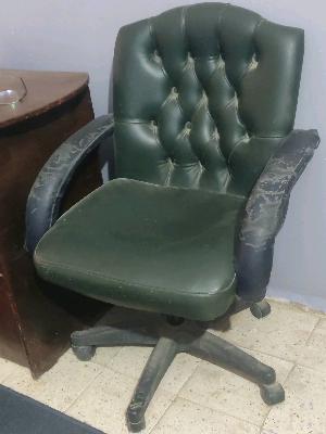 Green leather office chair