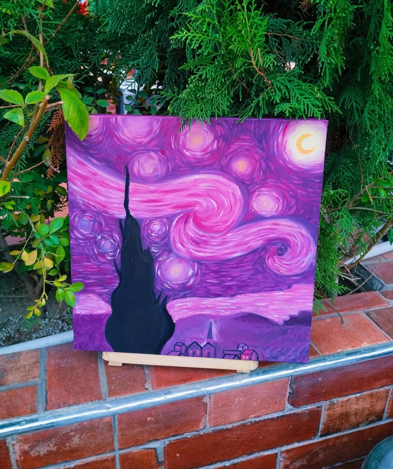 Purple Starry Night Painting