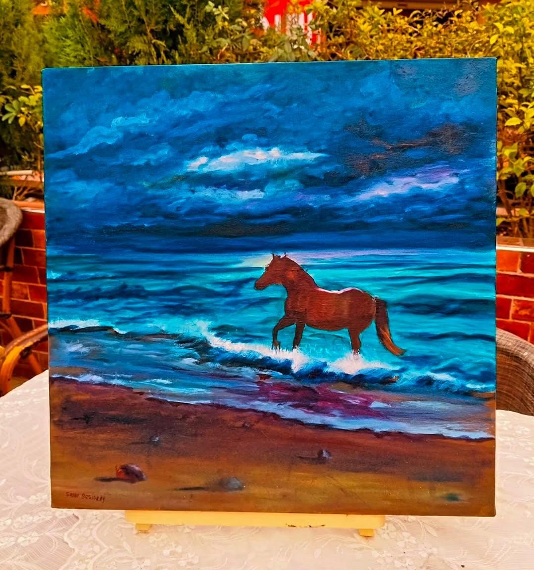 Horse Beach Oil Painting