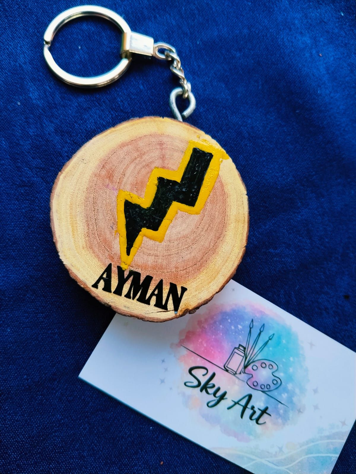 Handpainted Wood Keychain