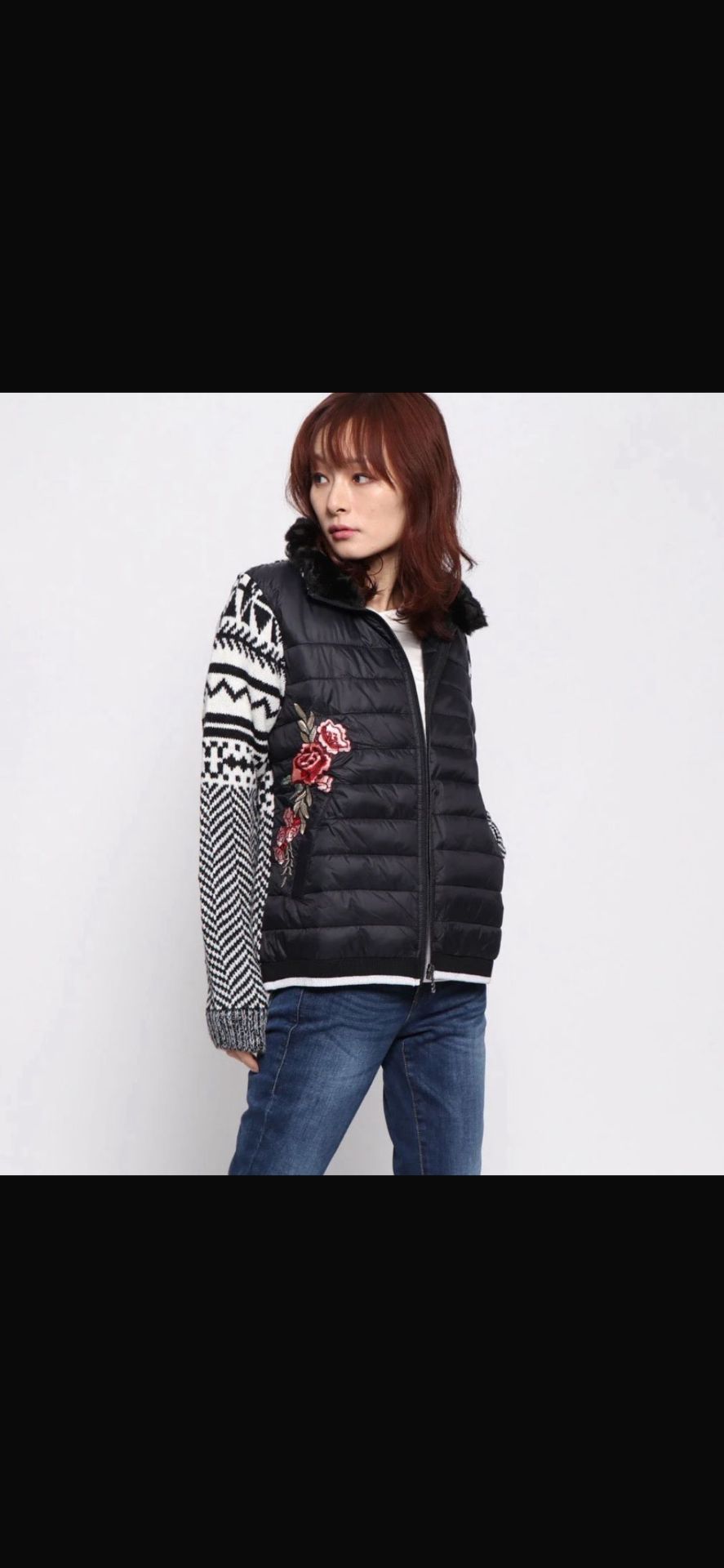 Desigual Black Puffer Jacket XS