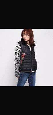Desigual Black Puffer Jacket XS